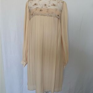 Little Mistress Elegant Cream Dress with Floral Embellishments